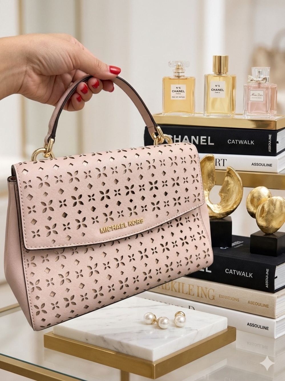 Michael Kors Pink Perforated Top-Handle Crossbody Bag